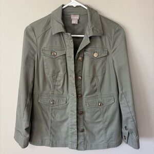 Chico's Classic Utility Jacket Sage Green